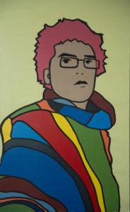 Lucas Con Zarape. (2013). Vinilo y acrílico sobre MDF. 124 x 76 cms.
