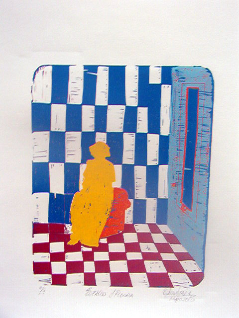 Espacio y Figura. (2000). Linóleo. 22 cm. 26 cm.