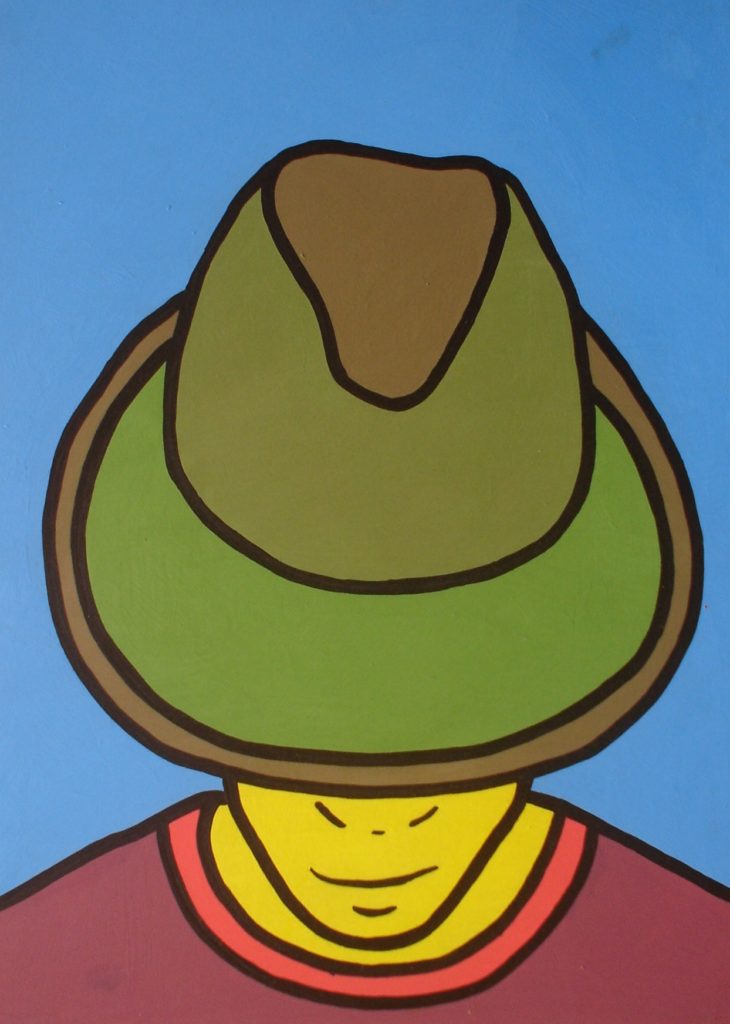 Miren, Uso Sombrero. (2004). Vinilo sobre MDF. 70 cm. 50 cm.