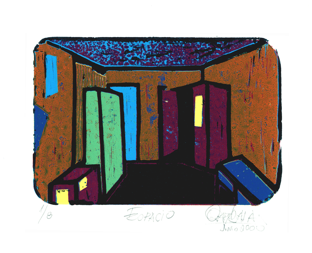 Espacio. (2000). Linóleo. 18 cm. 12 cm.