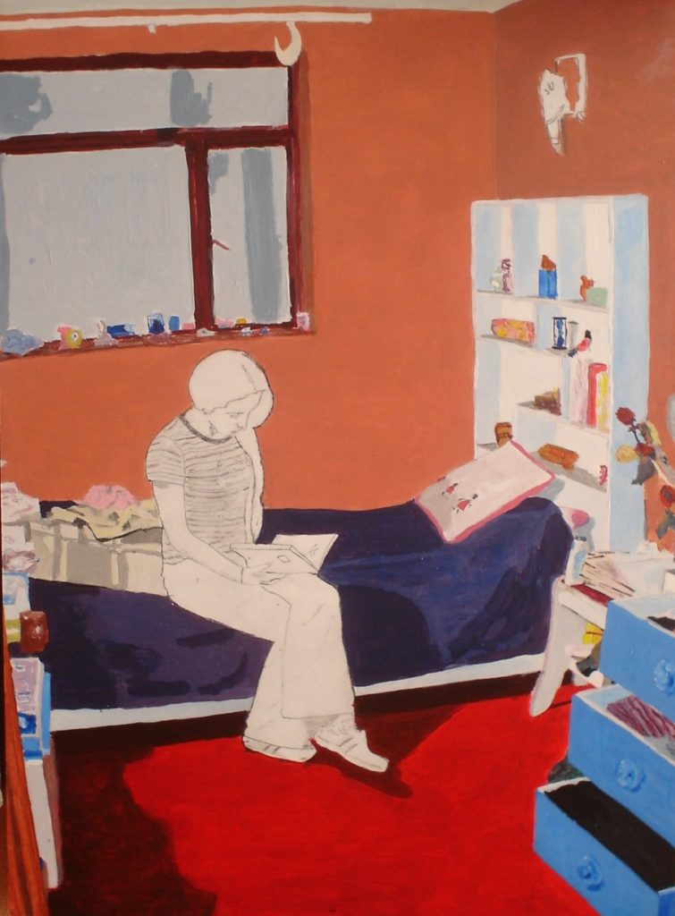 Espacio Interior (Joven Leyendo). (2005). Vinilo y Dibujo sobre MDF. 70 cm. 50 cm.